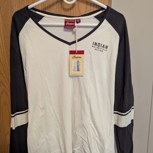 Indian Motorcycle Racing Long Sleeve Raglan Tee - White & Black